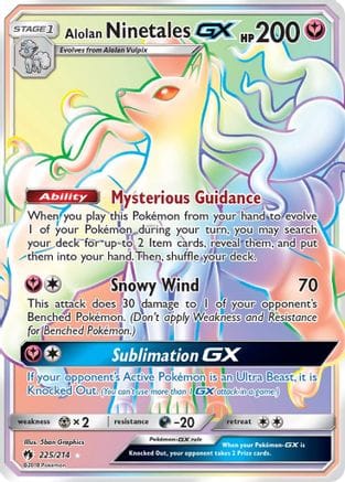 'Pokemon - 'Alolan Ninetales GX (Secret) 225  - Holofoil SM  Lost Thunder - Secret Rare