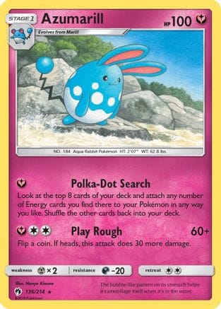 'Pokemon - 'Azumarill 136  SM  Lost Thunder - Rare