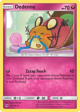 'Pokemon - 'Dedenne (142) 142/214  - Reverse Holofoil SM  Lost Thunder - Uncommon