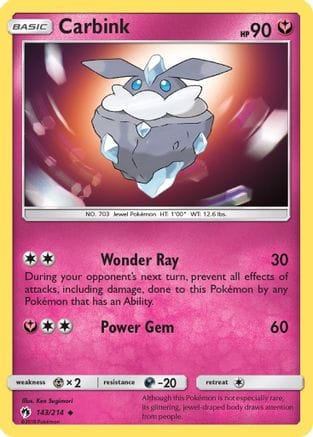 'Pokemon - 'Carbink (143) 143/214  - Reverse Holofoil SM  Lost Thunder - Uncommon