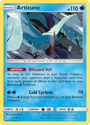 'Pokemon - 'Articuno 032/181  - Reverse Holofoil SM  Team Up - Holo Rare