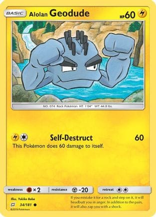 'Pokemon - 'Alolan Geodude (34) 034  - Reverse Holofoil SM  Team Up - Common