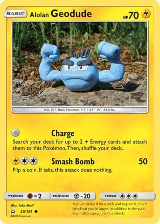 'Pokemon - 'Alolan Geodude (35) 035/181  - Reverse Holofoil SM  Team Up - Common