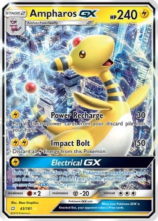 'Pokemon - 'Ampharos GX 043/181  - Holofoil SM  Team Up - Ultra Rare
