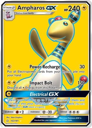 'Pokemon - 'Ampharos GX (Full Art) 163  - Holofoil SM  Team Up - Ultra Rare