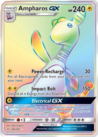 'Pokemon - 'Ampharos GX (Secret) 185  - Holofoil SM  Team Up - Secret Rare