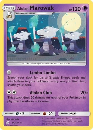 'Pokemon - 'Alolan Marowak 064/181  - Reverse Holofoil SM  Team Up - Rare