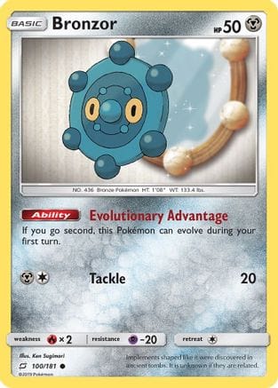 'Pokemon - 'Bronzor 100/181  - Reverse Holofoil SM  Team Up - Common