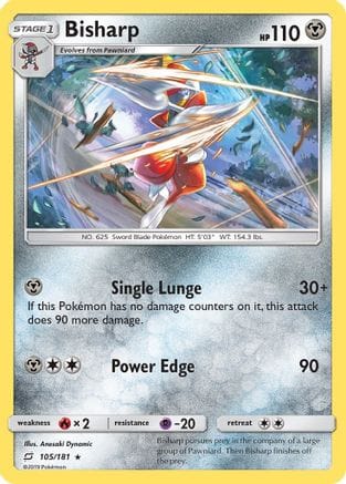 'Pokemon - 'Bisharp 105  - Reverse Holofoil SM  Team Up - Rare