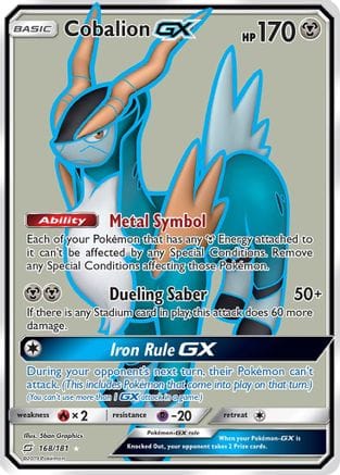 'Pokemon - 'Cobalion GX (Full Art) 168  - Holofoil SM  Team Up - Ultra Rare