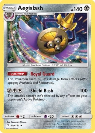 'Pokemon - 'Aegislash 109  - Holofoil SM  Team Up - Holo Rare