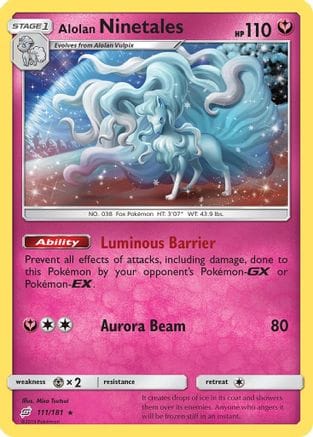 'Pokemon - 'Alolan Ninetales 111/181  - Reverse Holofoil SM  Team Up - Holo Rare