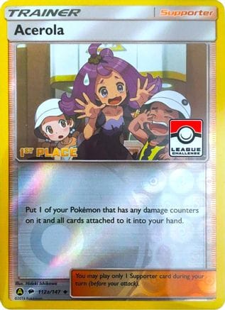 'Pokemon - 'Acerola 112a/147  - Reverse Holofoil League & Championship Cards - Promo
