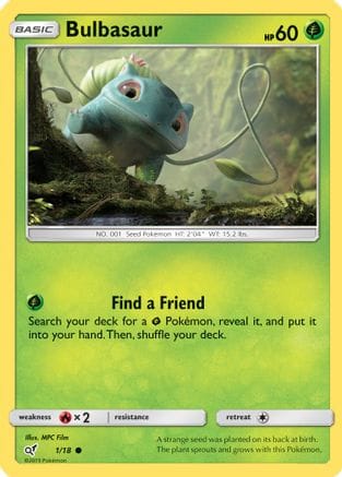 'Pokemon - 'Bulbasaur (Holo Common) 001/18  - Holofoil Detective Pikachu - Common