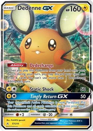 'Pokemon - 'Dedenne GX 057/214  - Holofoil SM  Unbroken Bonds - Ultra Rare