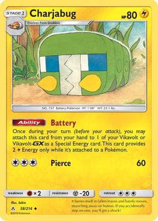 'Pokemon - 'Charjabug 058/214  SM  Unbroken Bonds - Uncommon