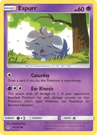'Pokemon - 'Espurr 079/214  - Reverse Holofoil SM  Unbroken Bonds - Common