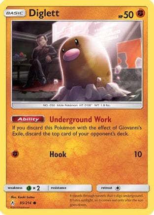 'Pokemon - 'Diglett 085/214  SM  Unbroken Bonds - Common