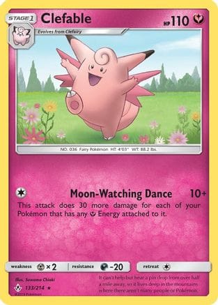 'Pokemon - 'Clefable 133/214  SM  Unbroken Bonds - Rare