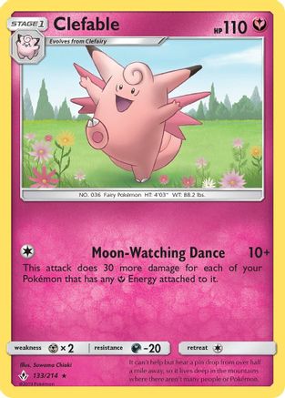 'Pokemon - 'Clefable 133/214  - Reverse Holofoil SM  Unbroken Bonds - Rare