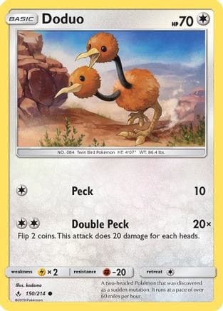 'Pokemon - 'Doduo 150/214  - Reverse Holofoil SM  Unbroken Bonds - Common