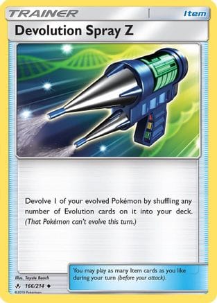 'Pokemon - 'Devolution Spray Z 166/214  - Reverse Holofoil SM  Unbroken Bonds - Uncommon