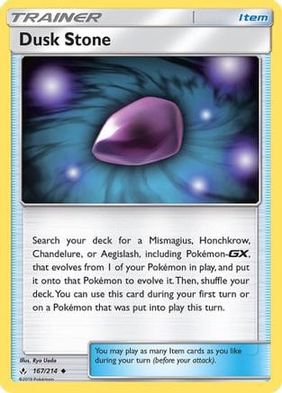 'Pokemon - 'Dusk Stone 167/214  - Reverse Holofoil SM  Unbroken Bonds - Uncommon