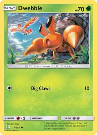 'Pokemon - 'Dwebble 010/236  SM  Unified Minds - Common