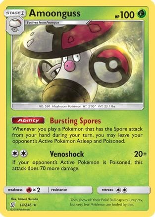 'Pokemon - 'Amoonguss 014  - Reverse Holofoil SM  Unified Minds - Rare
