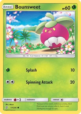 'Pokemon - 'Bounsweet 017  - Reverse Holofoil SM  Unified Minds - Common
