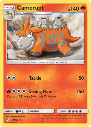 'Pokemon - 'Camerupt 024  SM  Unified Minds - Rare