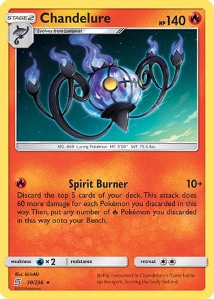 'Pokemon - 'Chandelure 030/236  - Holofoil SM  Unified Minds - Holo Rare