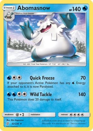 'Pokemon - 'Abomasnow 042  - Reverse Holofoil SM  Unified Minds - Rare