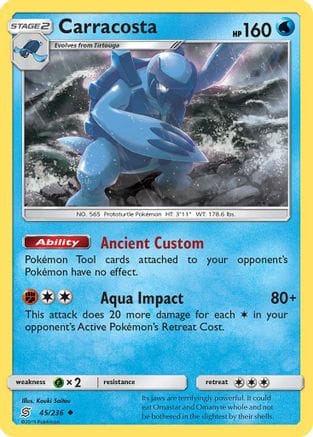'Pokemon - 'Carracosta 045/236  SM  Unified Minds - Uncommon