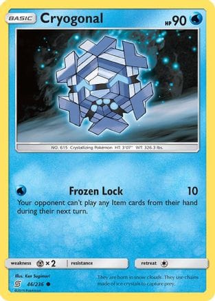 'Pokemon - 'Cryogonal 046/236  - Reverse Holofoil SM  Unified Minds - Common