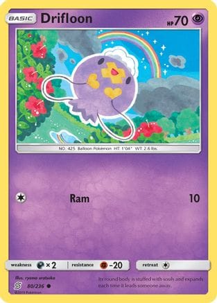'Pokemon - 'Drifloon 080/236  - Reverse Holofoil SM  Unified Minds - Common