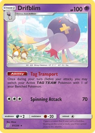 'Pokemon - 'Drifblim 081/236  SM  Unified Minds - Rare