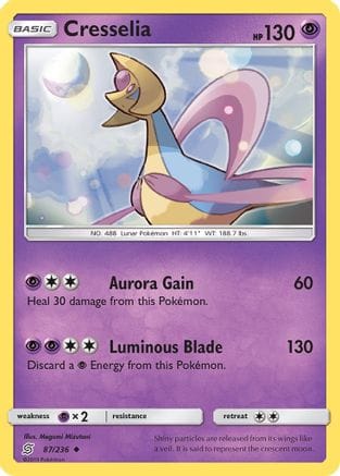 'Pokemon - 'Cresselia 087/236  - Reverse Holofoil SM  Unified Minds - Uncommon