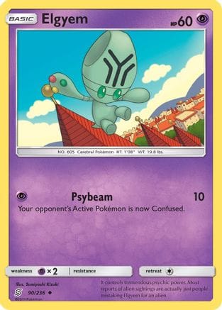 'Pokemon - 'Elgyem 090  - Reverse Holofoil SM  Unified Minds - Uncommon