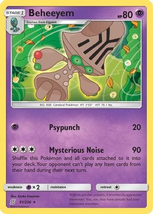 'Pokemon - 'Beheeyem 091  - Reverse Holofoil SM  Unified Minds - Rare