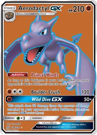 'Pokemon - 'Aerodactyl GX (Full Art) 224  - Holofoil SM  Unified Minds - Ultra Rare