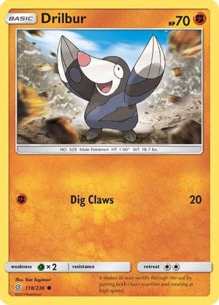 'Pokemon - 'Drilbur 118  SM  Unified Minds - Common