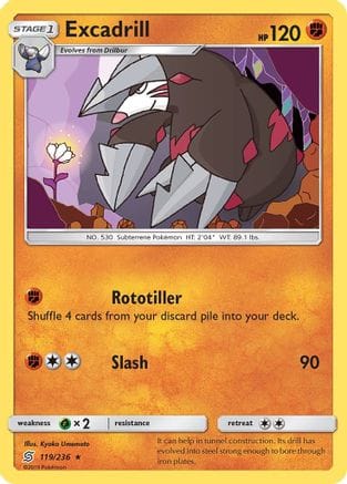 'Pokemon - 'Excadrill 119  SM  Unified Minds - Rare