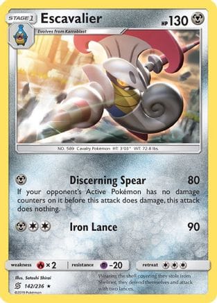 'Pokemon - 'Escavalier 142  - Reverse Holofoil SM  Unified Minds - Rare
