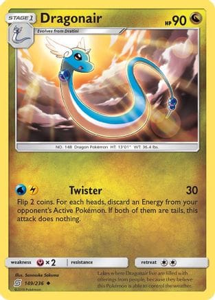 'Pokemon - 'Dragonair (149) 149/236  - Reverse Holofoil SM  Unified Minds - Uncommon