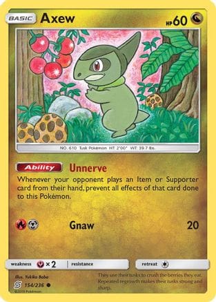 'Pokemon - 'Axew 154/236  - Reverse Holofoil SM  Unified Minds - Common