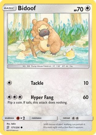 'Pokemon - 'Bidoof 171/236  - Reverse Holofoil SM  Unified Minds - Common