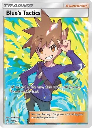 'Pokemon - 'Blue's Tactics (Full Art) 231  - Holofoil SM  Unified Minds - Ultra Rare