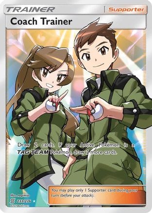 'Pokemon - 'Coach Trainer (Full Art) 233  - Holofoil SM  Unified Minds - Ultra Rare