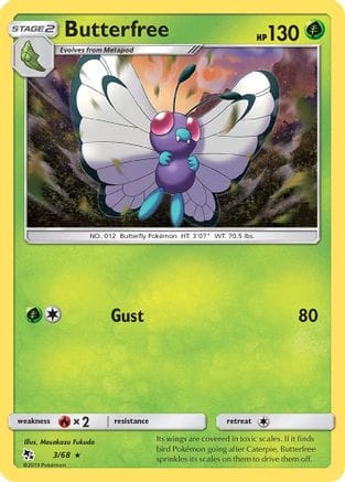 'Pokemon - 'Butterfree 003/68  - Reverse Holofoil Hidden Fates - Rare